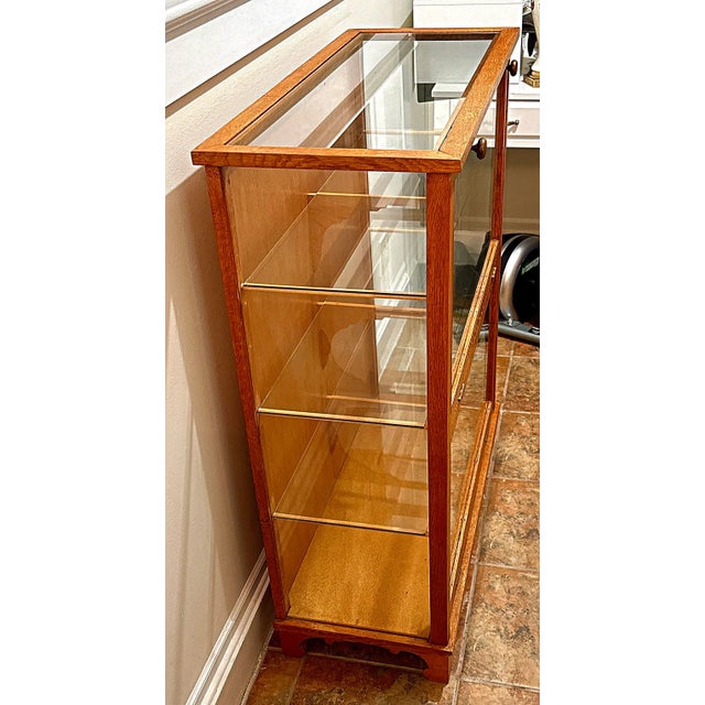 Early 20th Century Oak and Glass Floor Display Case, Fold Down Front Glass For Sale - Image 15 of 17