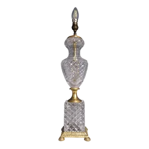 Empire Style Lamp Base in Cut Crystal and Bronze