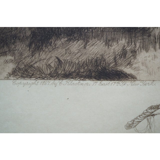 Black Antique Louis Harlow w.h. Shelton Signed Rowboat Riverscape Etching 22" For Sale - Image 8 of 11