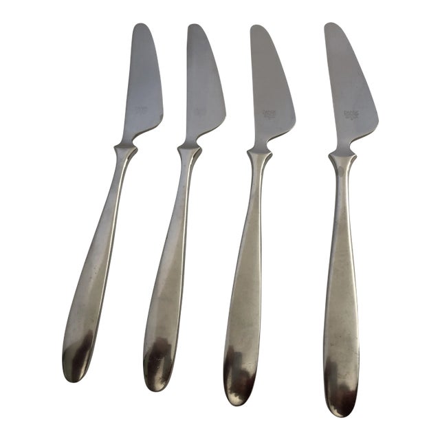 Midcentury Style Dansk Stainless Astrid Pattern Knives S/4 For Sale