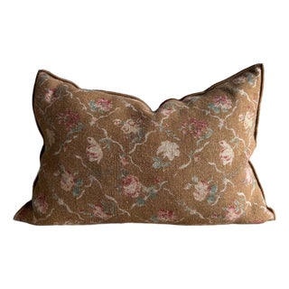 French Linen Lumbar Cover– Jardin Havane For Sale