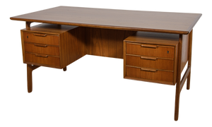Mid-Century Teak Model 75 Freestanding Desk from Omann Jun, Denmark, 1950s