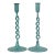 Verdigris Open Barley Twist Candlestick Holders, a Pair For Sale