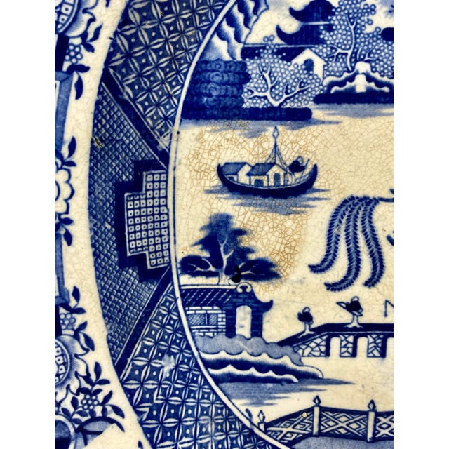 English Antique Oval Blue Willow Serving Platter From England - Circa 1880 For Sale - Image 3 of 12