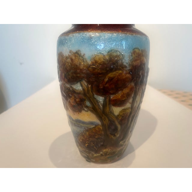 Metal Antique Late 19th Century French Countryside Chateau Painted Enamel on Copper Scenic Vase Signed and Marked France Circa 1900 For Sale - Image 7 of 13