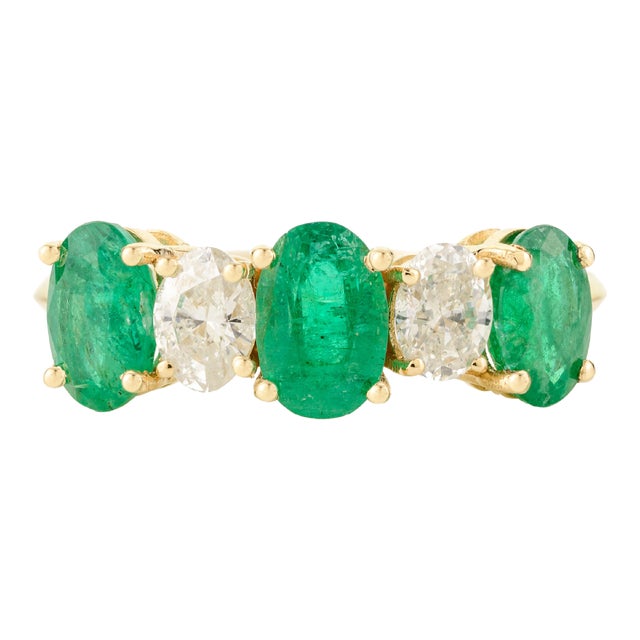 Modern Emerald Diamond Alternative Wedding Band Size 5 For Sale