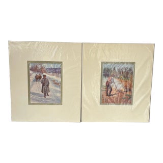 Pair of Original Antique Offset Lithographs by A. B. Frost 1903-1910. For Sale