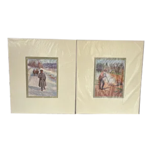 Pair of Original Antique Offset Lithographs by A. B. Frost 1903-1910.