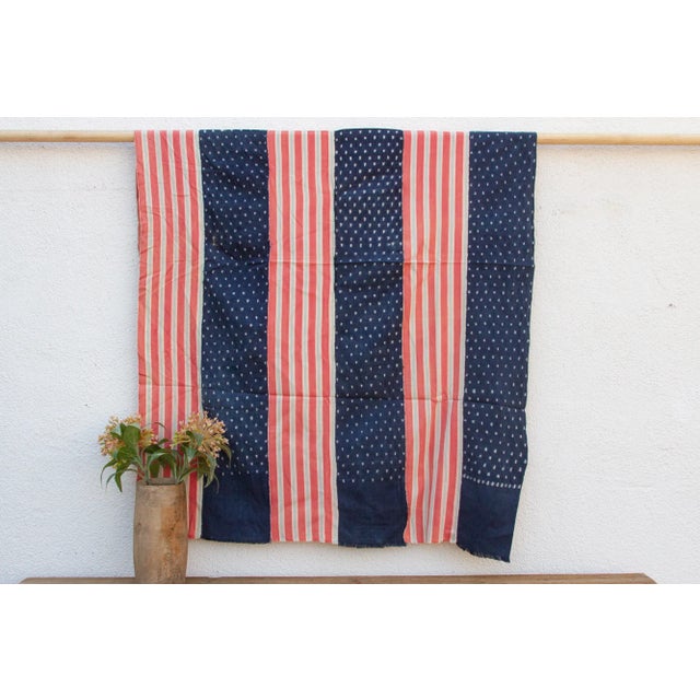Textile Indigo & Red Striped Mud Cloth For Sale - Image 7 of 7