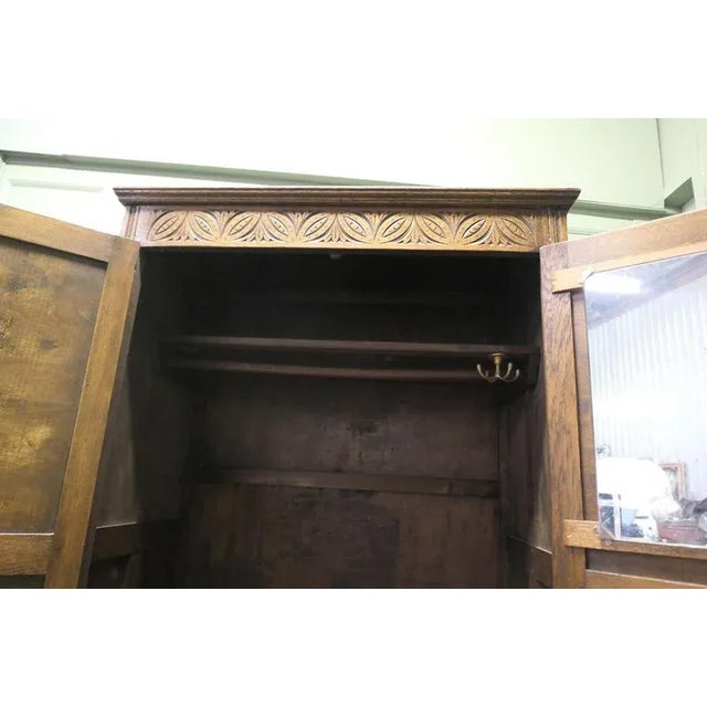 Wood Arts and Crafts Hallway Wardrobe in Oak, 1950s For Sale - Image 7 of 8