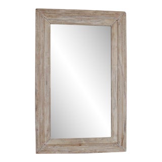 Vintage Indian Large Bleached Teakwood Mirror Frame For Sale