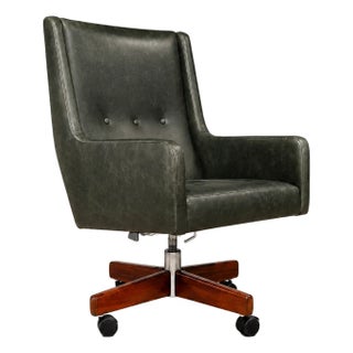 “Holperin” Executive Armchair in Green Leather & Brazilian Rosewood, Sergio Rodrigues for Oca, Brazil, 1962 For Sale