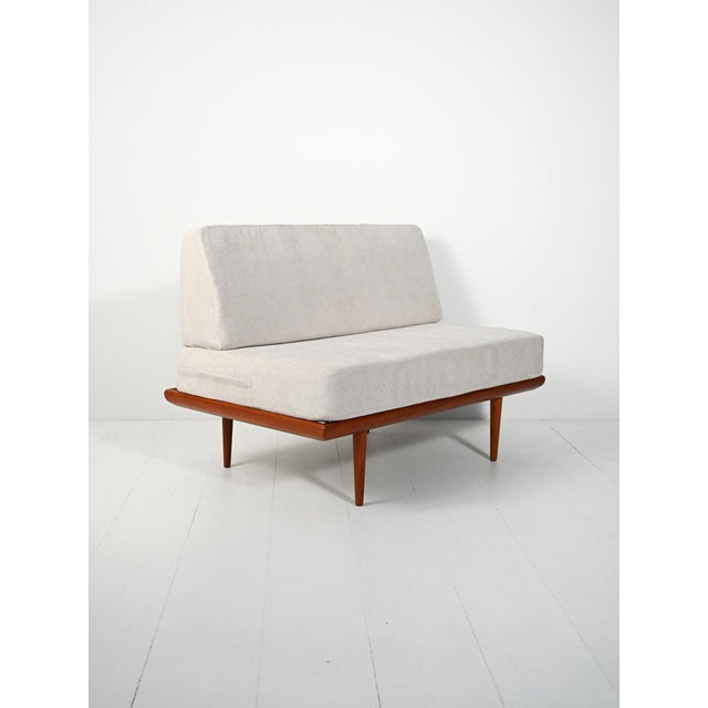 Danish sofa from the 1960s by Peter Hvidt & Orla Mølgaard-Nielsen for France & Søn. Teak frame, steel joints, new ice gray...