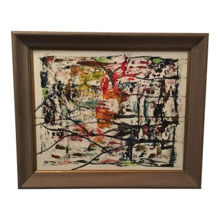 Vintage Mid Century Abstract Oil Painting For Sale