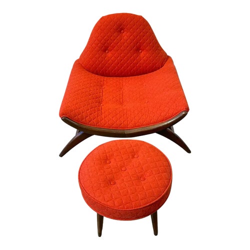 Mid 20th Century Adrian Pearsall Gondola Club Chair Ottoman