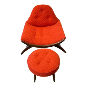 Mid 20th Century Adrian Pearsall Gondola Club Chair & Ottoman, Newly Upholstered