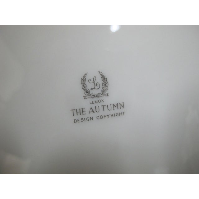 Set of 6 Lenox fine China dinner plates in Autumn pattern. Each with a colorful fruit and flower basket design and gilt...