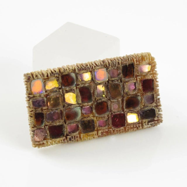 Mid-Century Modern Line Vautrin Talosel Pink Mirror Checkerboard Brooch Pin For Sale - Image 3 of 7
