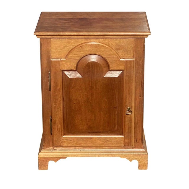 Vintage Queen Anne Antique Style Pennsylvania Tombstone Door Cherry Spice Chest For Sale - Image 9 of 9