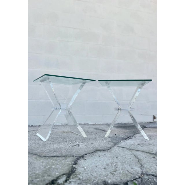 Modern Pair of Butterfly Lucite Side Tables For Sale In Tampa - Image 6 of 12