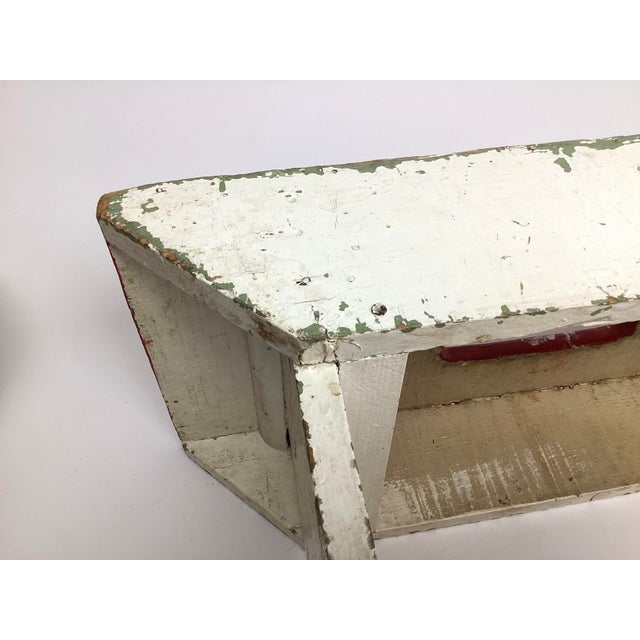 Antique Primitive Painted Small Wooden Step Stool Footstool Red and White Paint For Sale In New York - Image 6 of 6