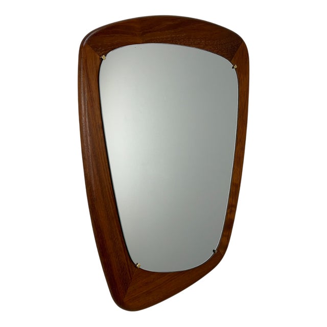 Organically Shaped Teak Mirror, Germany, 1960s For Sale