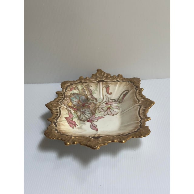 Antique 1880s Dolton Burslem England Hand Painted Reticulated Floral Gold Trim Serving Dish For Sale In New York - Image 6 of 18