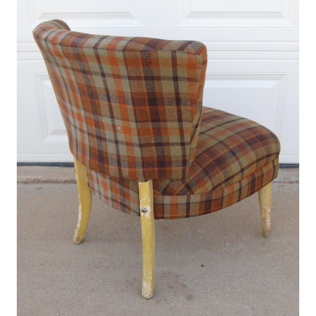 Mid-Century Modern Cocktail Side Chair Mid Century Modern Plaid For Sale - Image 3 of 13