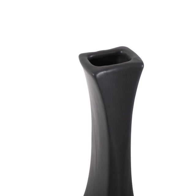 Black Black Onion Tapered Low Ceramic Vase For Sale - Image 8 of 11