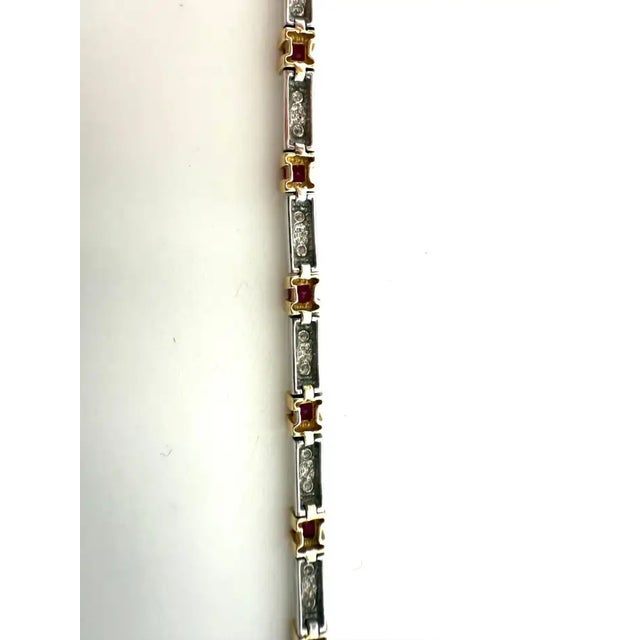 Art Deco Style 14k White Gold Bracelet With Rubies and Diamonds For Sale In New York - Image 6 of 11