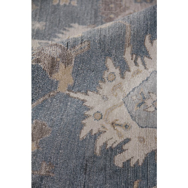Chester Hand knotted Bamboo/Silk Medium Blue Rug-8'x10' For Sale In Los Angeles - Image 6 of 8
