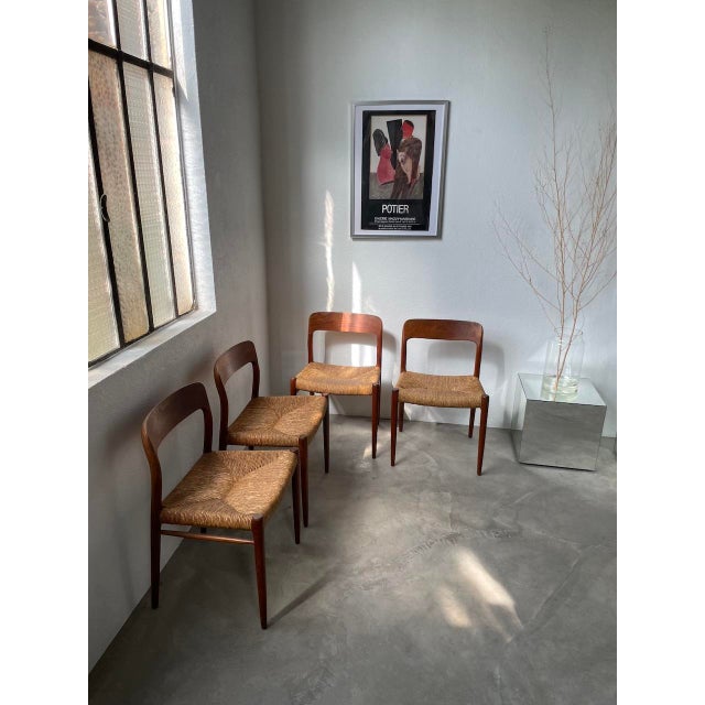 Wood Model 75 Straw Chairs by Niels Otto Møller, 1950s, Set of 4 For Sale - Image 7 of 18
