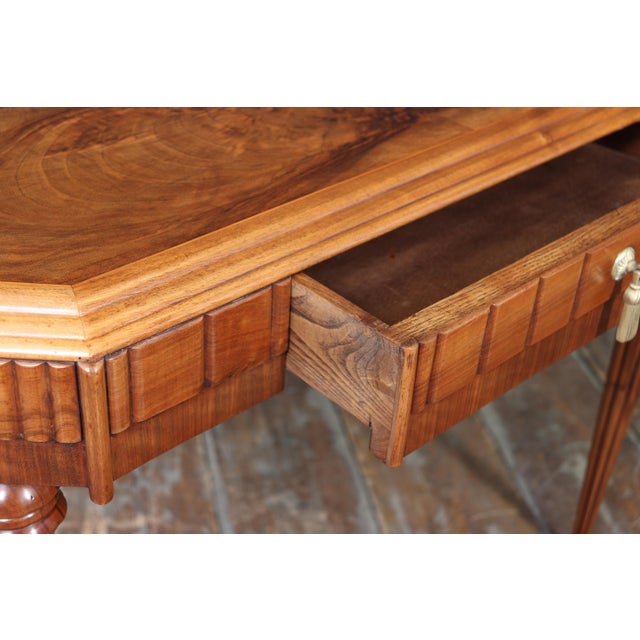 Art Deco Walnut Writing Table with Satinwood Inlay, 1925 For Sale - Image 15 of 18