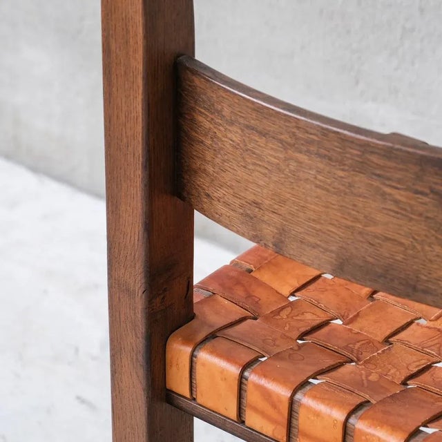 Mid-Century Modern Mid-Century Dutch Leather and Oak Dining Chairs, Set of 6 For Sale - Image 3 of 13