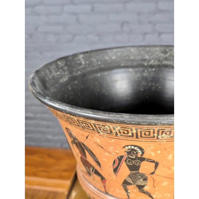 Greek Attic Style Pottery Krater W/Black Figures of Warriors & Dancers For Sale - Image 11 of 13