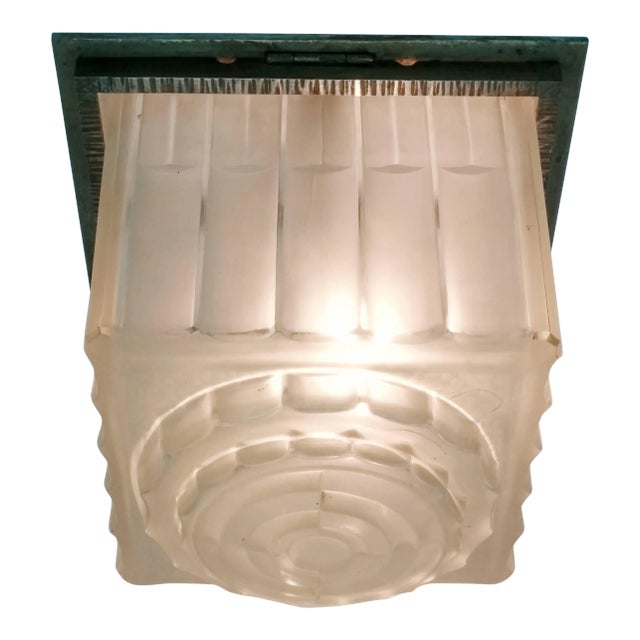French Art Deco Flush Mount Signed by Sabino For Sale