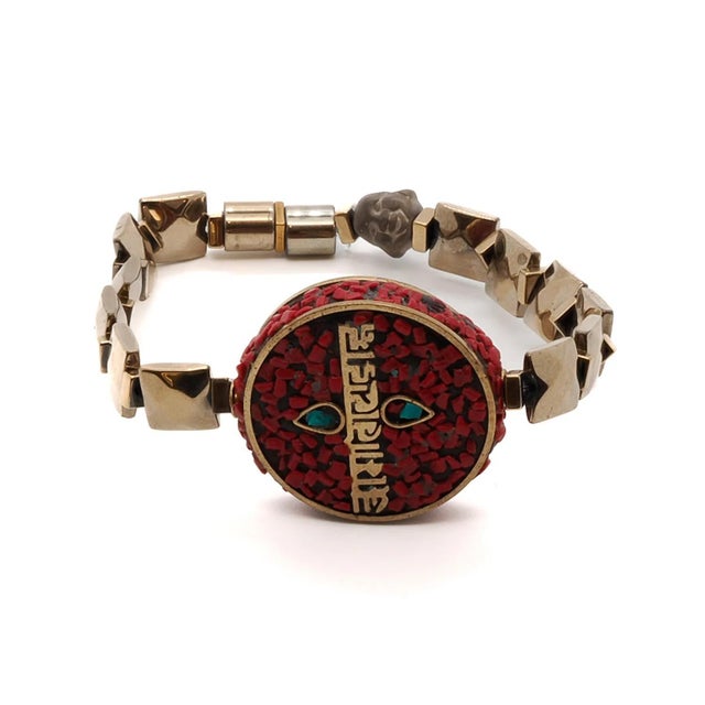 Om Mani Padme Hum Coral Mantra Bracelet For Sale - Image 10 of 10