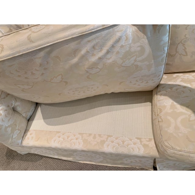 Ivory 1990s Rolled Arm 8 Foot Tufted Sofa For Sale - Image 8 of 13
