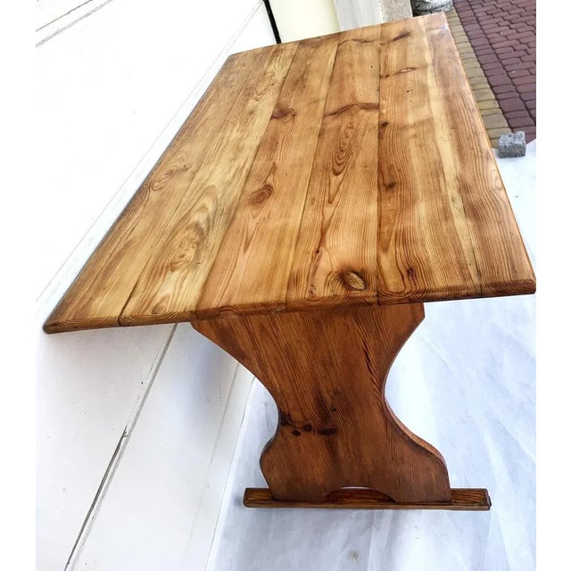Tan Rustic Farmhouse Pine Table, 1970s For Sale - Image 8 of 18
