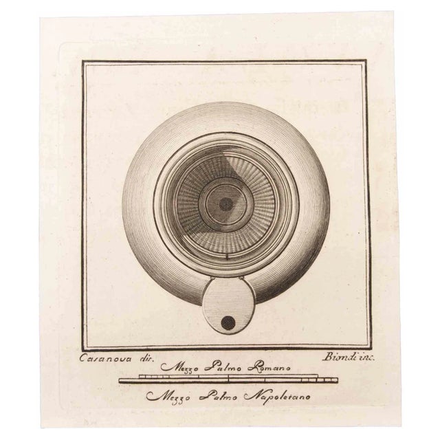 Luigi Biondi, Oil Lamp, Etching, 18th Century For Sale
