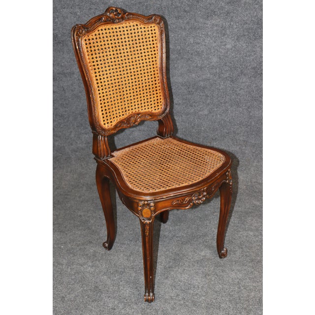 Pair Mid 20th C Louis XV Style Cane Back Side Chairs For Sale - Image 9 of 10