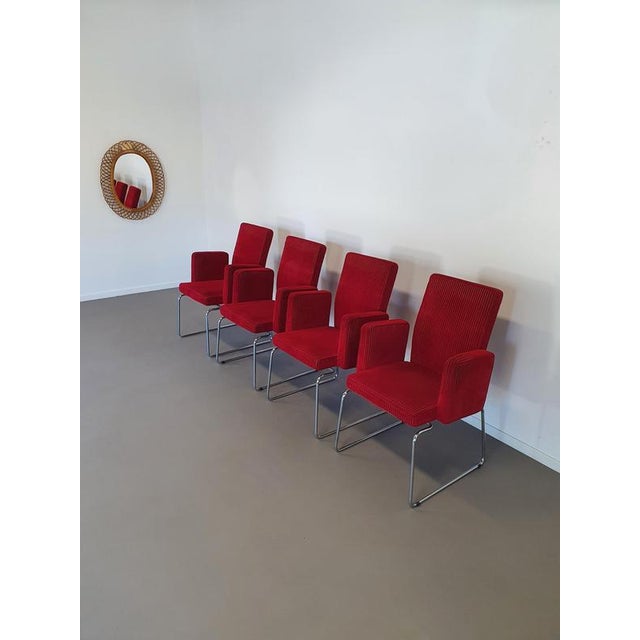 Red Pub & Club Chairs, Set of 4 For Sale - Image 8 of 10