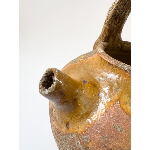 Antique French Partially Glazed Terracotta Cruche Jug, C. 1900 For Sale - Image 4 of 17