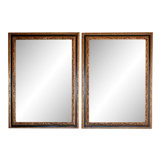 Carvers' Guild Spanish Panel Mirrors — 33x45 — Antique Gold Leaf — Near Mint Pair For Sale