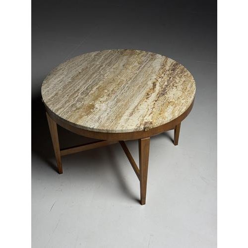 Travertine Coffee Table with Marble Top For Sale - Image 15 of 16