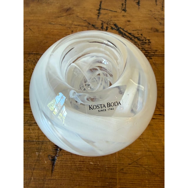 Early 21st Century Kosta Boda Large White , "Cool Moon" Sphere Votive Holder ~ Anna Ehrner For Sale - Image 5 of 5