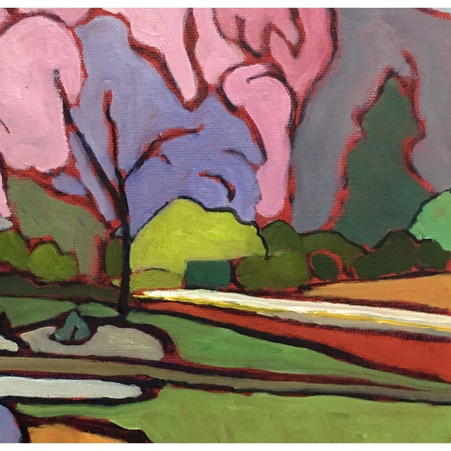 Textile "Spring Landscape" Original Fauvist Landscape Painting by Catherine Martzloff For Sale - Image 7 of 7