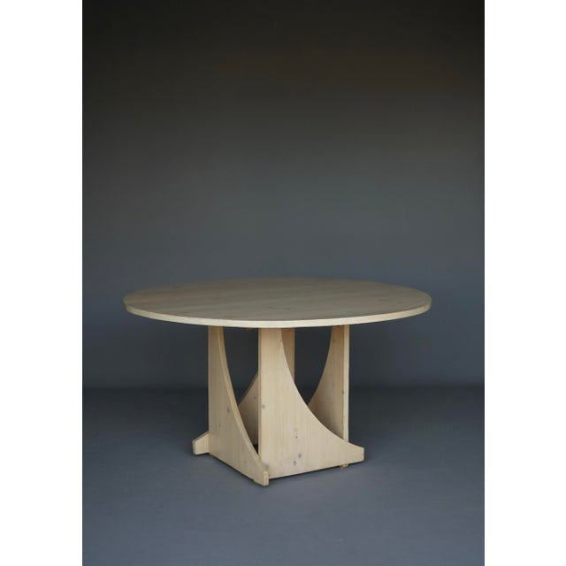 Wood Architectural Handmade Dining Table in White-Washed Pine, 1970s For Sale - Image 7 of 18