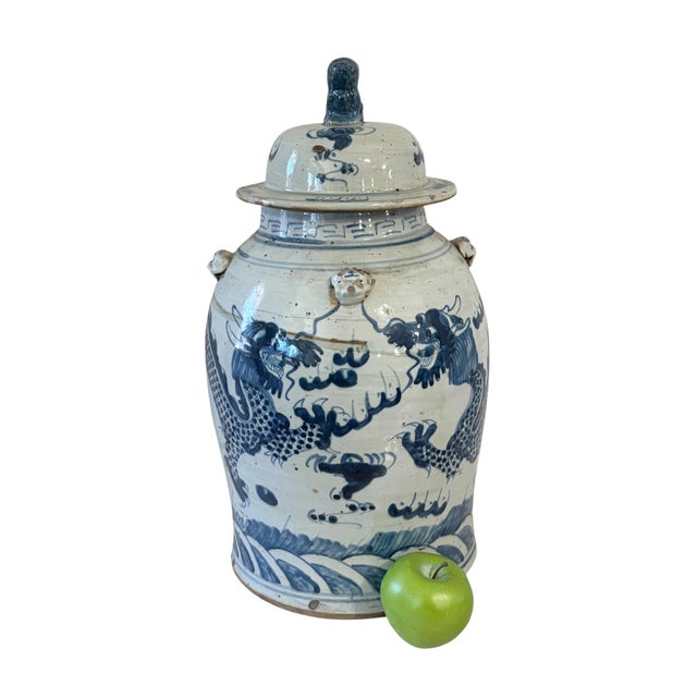 Large Chinoiserie Dancing Dragons Ginger Jar 18" H For Sale - Image 9 of 10