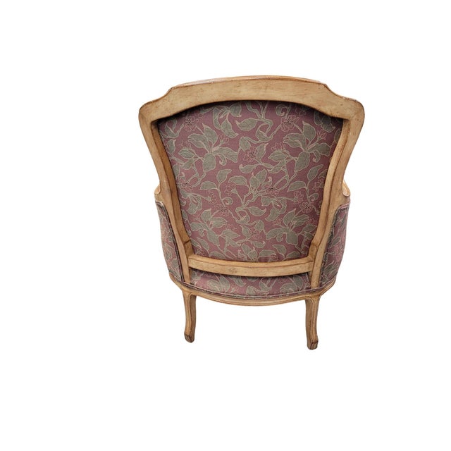 Vintage French Louis XV Style Carved Wood Bergère Accent Armchair For Sale - Image 14 of 14